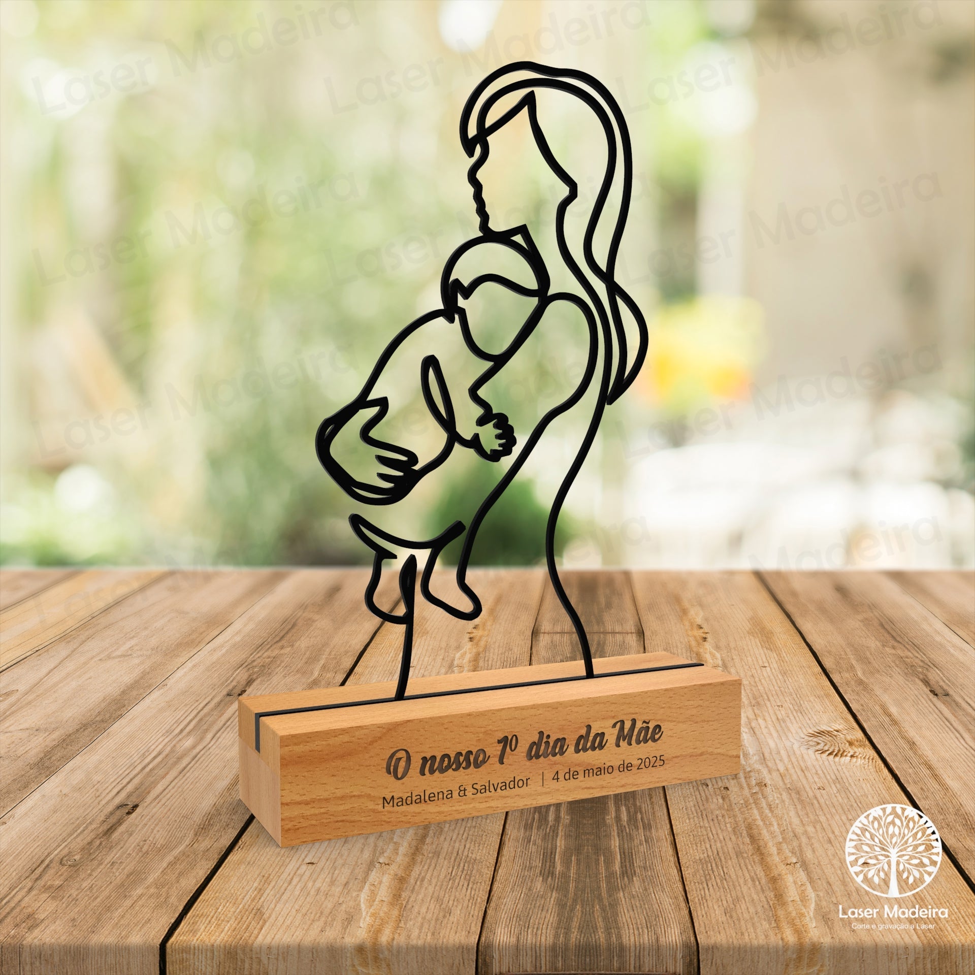 Placa Personalizada Dia da Mãe com 3D - Laser Madeira